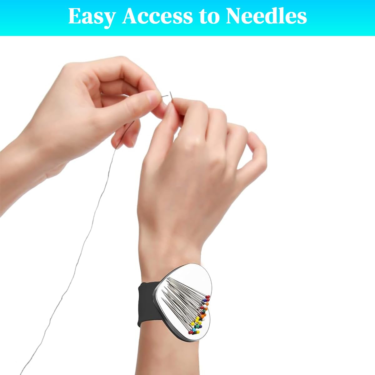 HASTHIP Magnetic Wrist Sewing Pincushion for DIY Crafts with Heart Shape and Silicone Band | Ideal for Crafters
