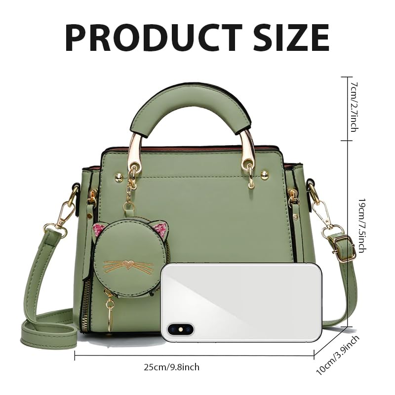 Zibuyu Hand Bag for Women for Daily Use with Cat Ear Pouch and Detachable Strap 24x10x18cm