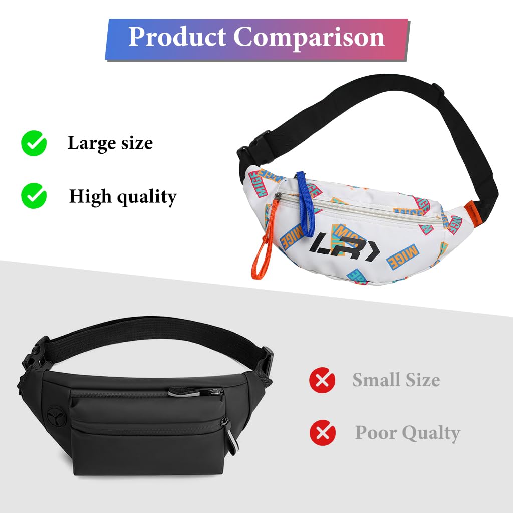 GUSTAVE Waist Bag for Travel and Daily Use with 2 Zipper Pouches and Quick Release Belt | Black Nylon Unisex Crossbody