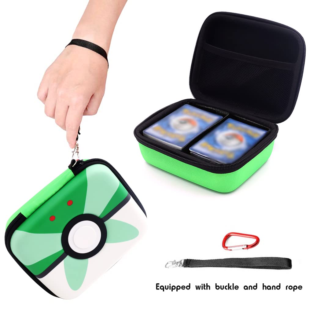 PATPAT® Poke-mon Trading Cards Holder Organizer for 200 Trading Cards Game Cards EVA Hard Case Poke-mon Cards Collection Bag Poké Ball Game Cards Case Gifts for Kids Boys Girls, Green