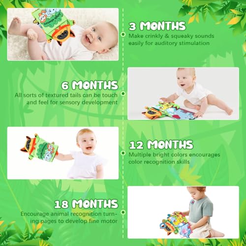 SNOWIE SOFT® Hand Puppet Cloth Books for Babies 0 to 3 Years Soft Toys Sensory Books 6-12 Months with 3D Touch Feel High Contrast Dimensional Early Educational Baby 2 PCS