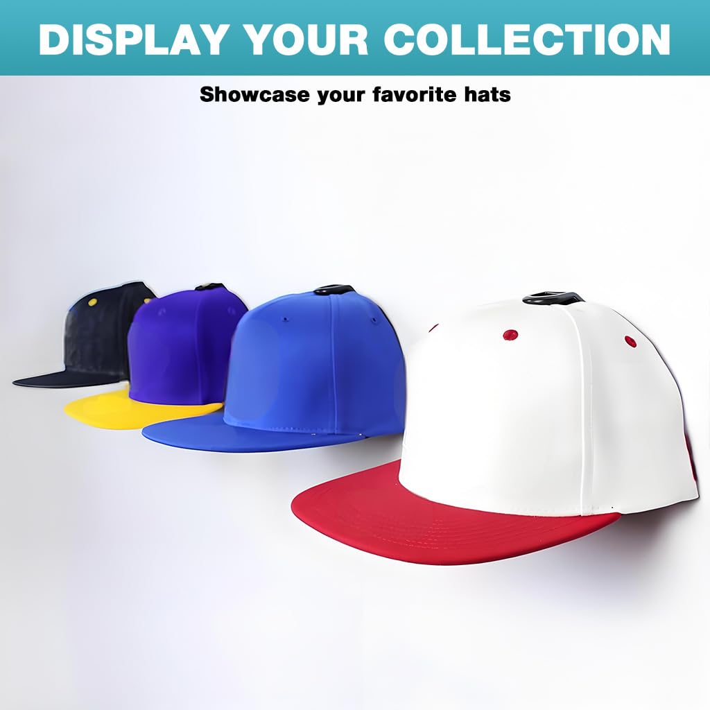 HASTHIP Wall Mounted Hat Hooks for Organized Hat Storage with No Drill and Screw Fix Mount | 16Pcs Self Adhesive Holders