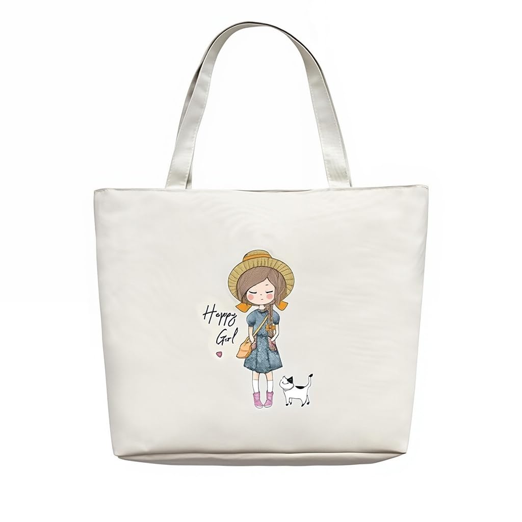 Zibuyu Cotton Canvas Tote Bag for Shopping and College with Foldable Washable Design | White 1 Pc