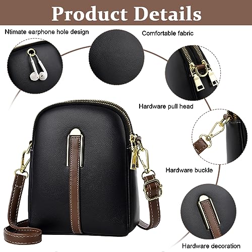 PALAY® Sling Bag Stylish PU Women Crossbody Phone Double Layer Daily with Detachable Shoulder Belt Casual Zipper Pouches Gift for Women 2 PCS