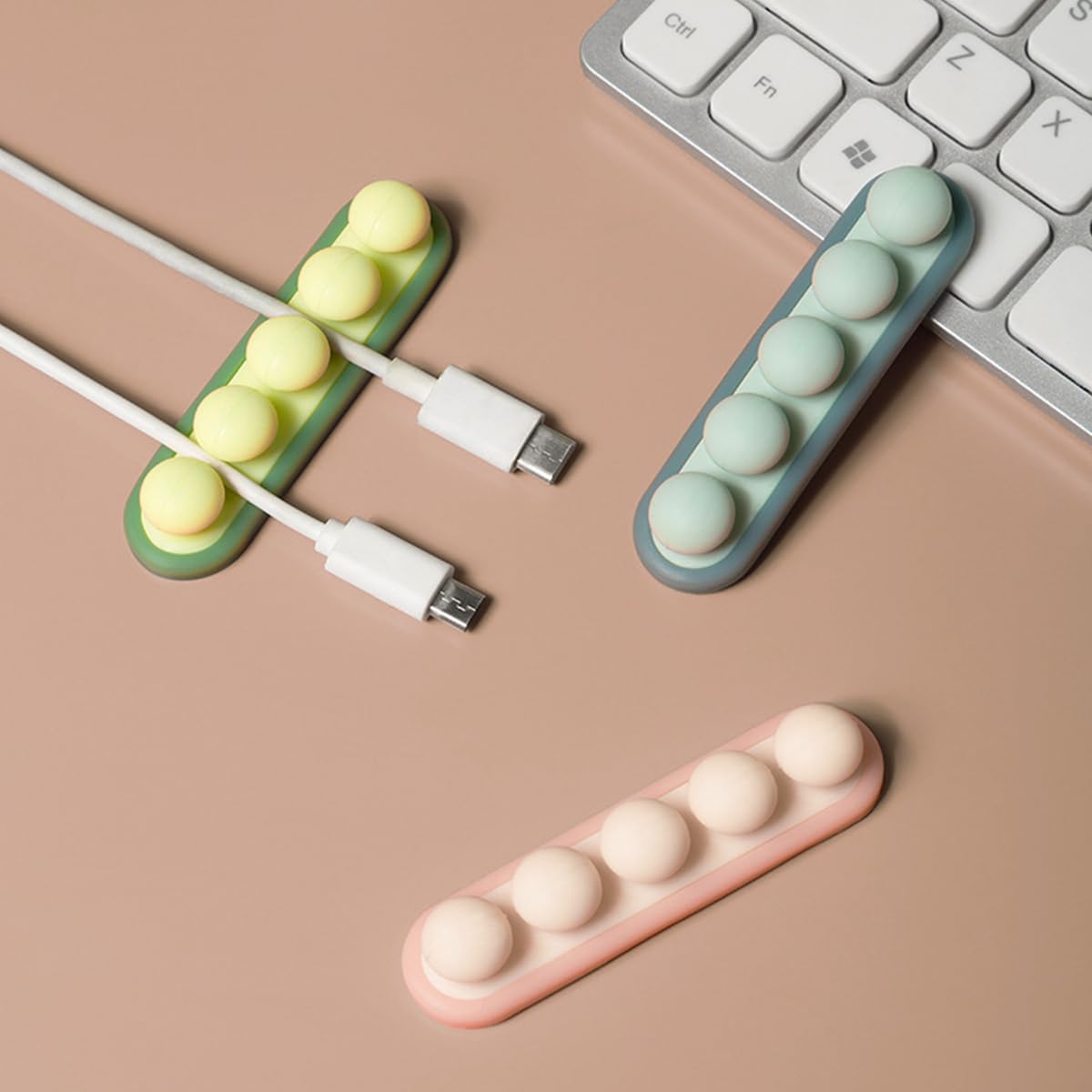 ZIBUYU Cable Clips for Wall and Desk with 4 Slots featuring Self Adhesive Acrylic Backing | Silicone Cord Organizer