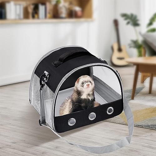 Qpets® Small Pet Carrier Guinea Pig Carrier with Handle & Detachable Shoulder Strap Guinea Pig Carrier with Clear Window Breathable Pet Carrier for Guinea Pig/Rabbits/Ferret/Chinchilla/Bunny