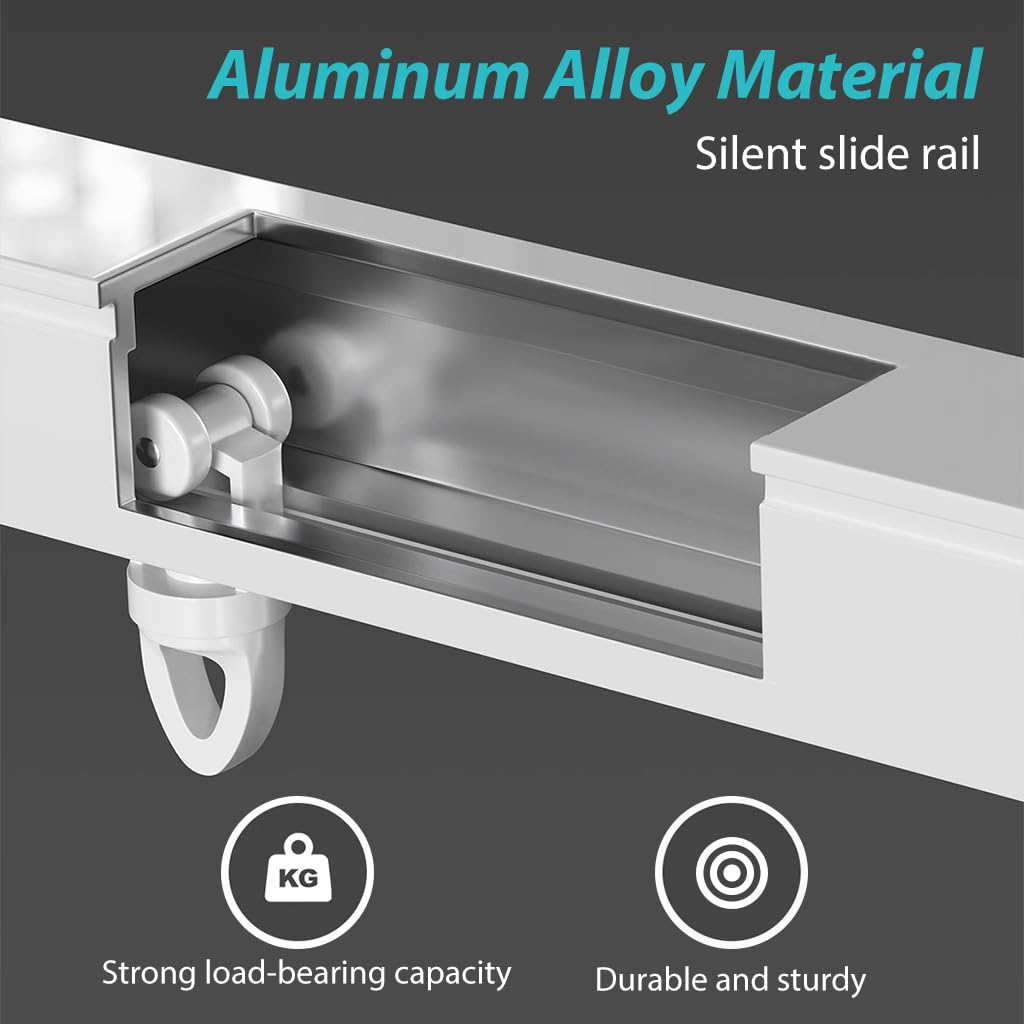 HASTHIP Curtain Track for Ceiling Mount with Silent Roller Hooks 33.46–59 in Aluminum Alloy Grey