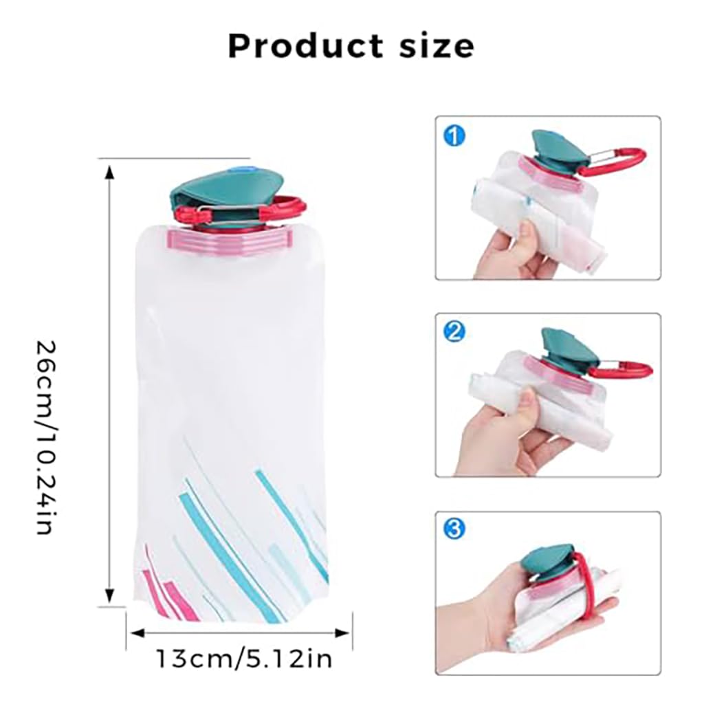 ZIBUYU Foldable Water Bottle 700ml 3 Pack for Travel and Outdoor with Collapsible Design | BPA Free Reusable Hydration Set