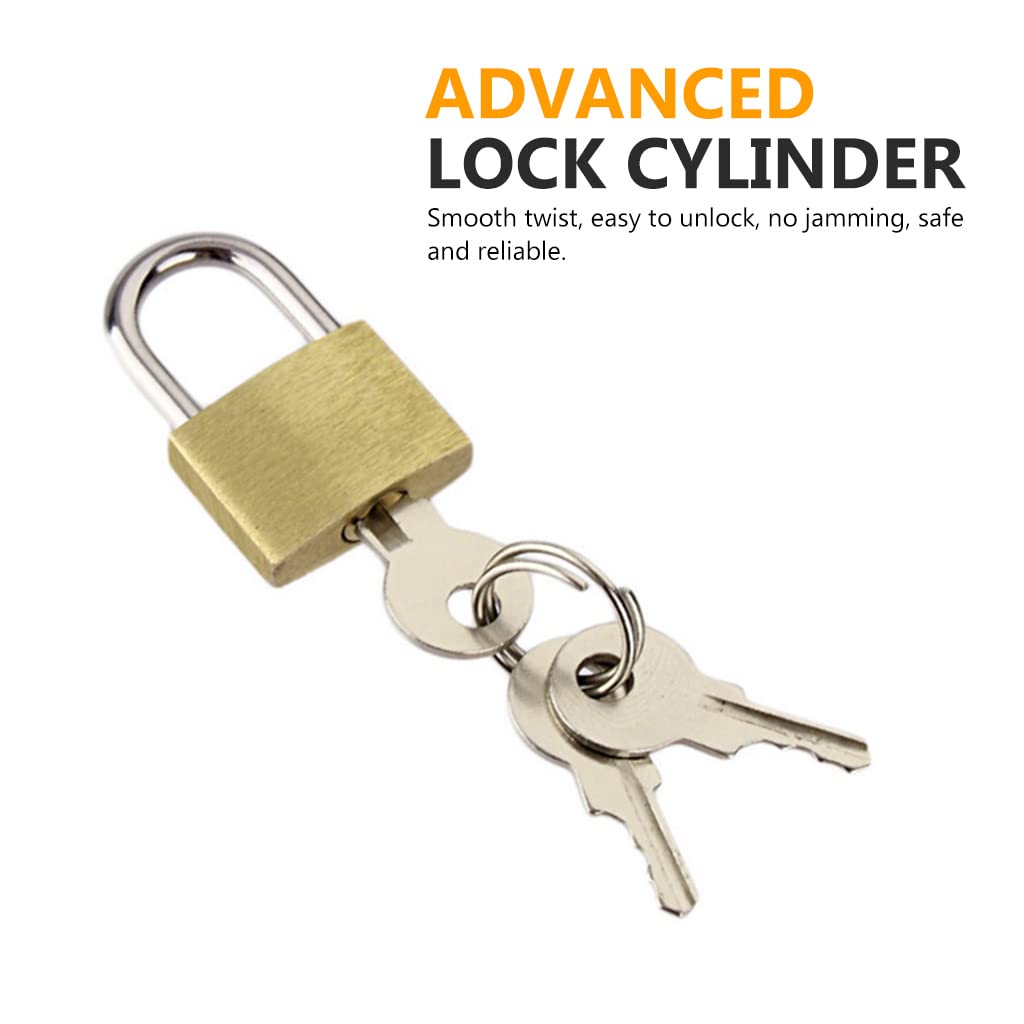 HASTHIP Mini Padlock for Suitcase and Cabinet with 3 Keys and 20×30mm Brass Core | Gold Lock