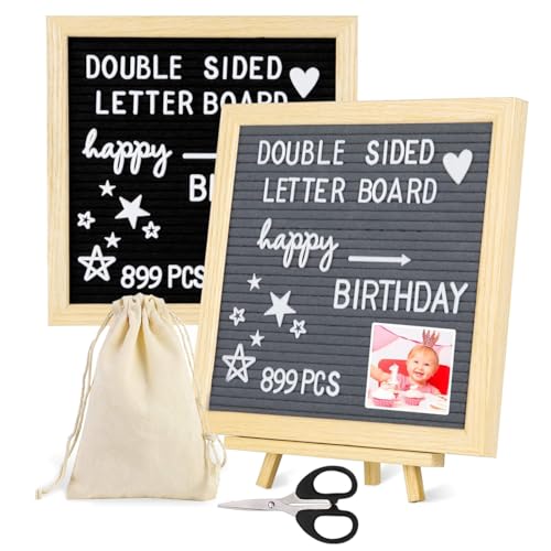 OFIFO® Double Sided Felt Letter Board With 889 Pre-Cut White Plastic Letters - 10