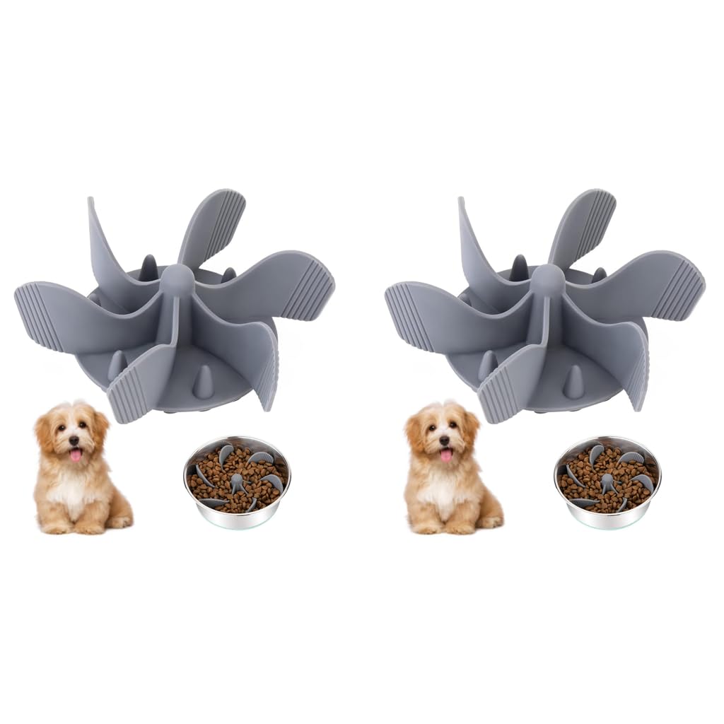 Qpets Cat and Dog Feeder Bowl for Slow Feeding and Digestion | Silicone Spiral 2PCS 5.5–8.5 in