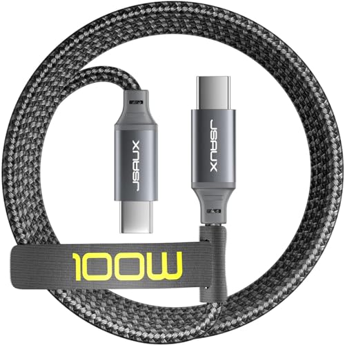 JSAUX® 100W/5A Type C to Type C Cable Combo, 6.6FT+10FT Fast Charging, 480Mbps Data Sync, Braided USB C Lead for iPhone 16/15, Galaxy S25/S24/S23, MacBook, iPad Pro, DIY, Craft, Planner Use