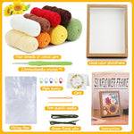 PATPAT® DIY Crochet Kit Sunflower Oil Paint Crochet Material Kit with Photo Frame, Tools & Tutorials Starter Friendly DIY Crochet Gift Mother's Day Gift DIY Crochet Sunflower Photo Frame Material Kit