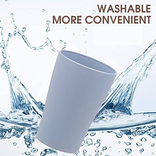 HASTHIP® 400ml Reusable Drinking Cup, 4Pcs Plastic Materials Cup for Adults, Dishwasher and Microwave Safe, Wheat-Straw Water Cups Mugs for Milk, Water, Juice, Soda, Etc