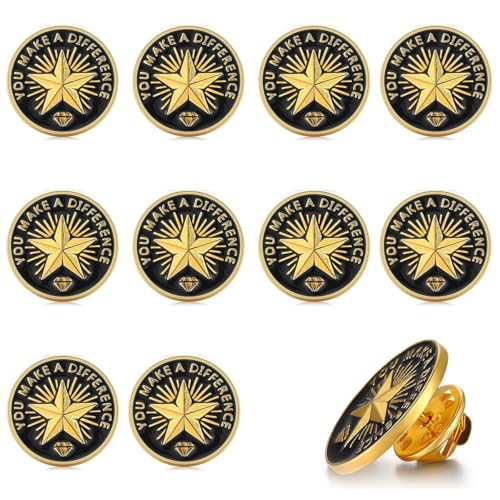 SANNIDHI® 10Pcs Employee of The Month Lapel Pin Employee Star Recognition Pins Employee Enamel Pins Gold Plated Enamel Employee Pin Performance Reward Pins