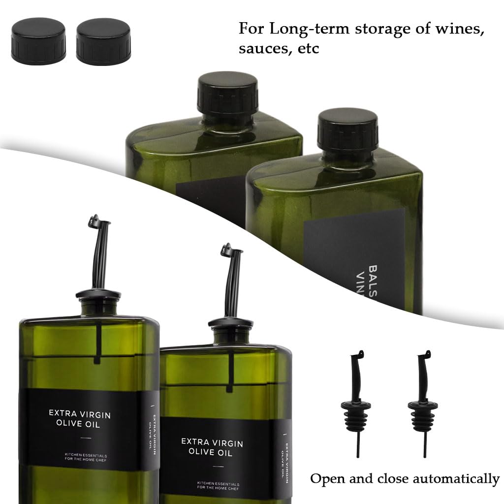 Supvox Oil Dispenser Bottles for Kitchen with Long Pour Nozzles and Dark Glass 500ml | 2 Pack