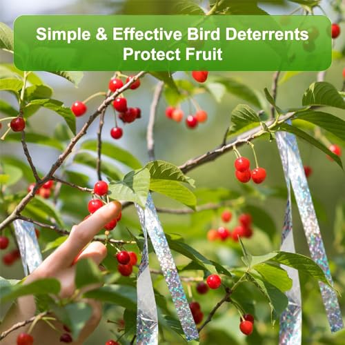 HASTHIP 80M Bird Scare Tape Reflective - Multicolored Reflective Birds Repellent - Tapepigeon Repellent For Balcony - Garden Pigeon Scarer - Birds Deterrent Repellent Devices Tape(4.8cm*80m-2 Roll)