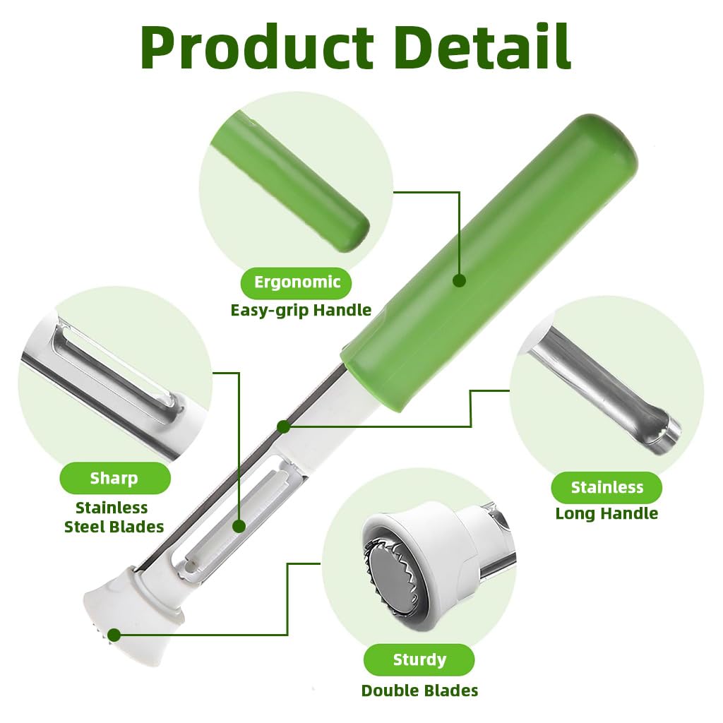ZIBUYU Fruit Corer and Peeler for Apples and Pears with Serrated Teeth | 2Pcs Stainless Steel Retractable Tool