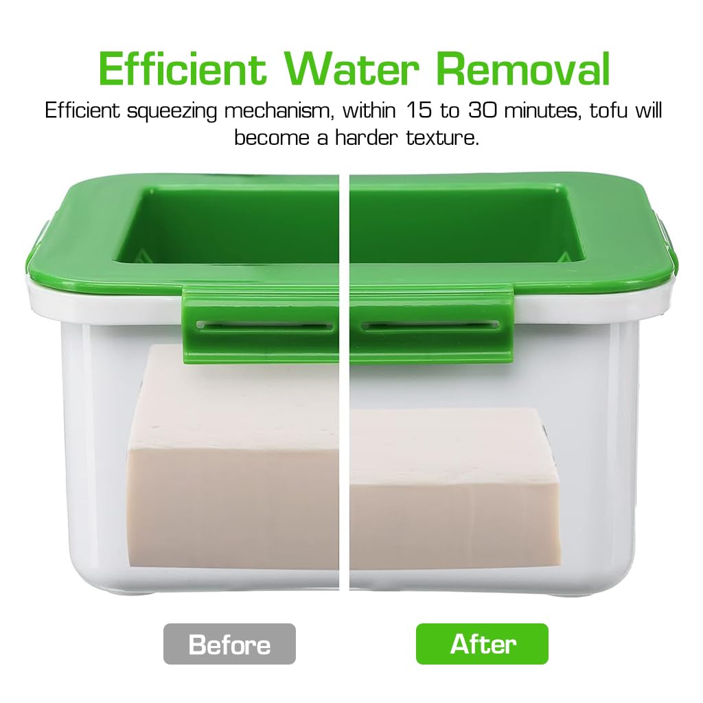 HASTHIP Tofu Press for 8–12 oz Blocks with Spring Press Mechanism and Food Grade PP | 4.5×3.78×1.77 in Dishwasher Safe