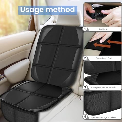 STHIRA® Car Seat Cover Protector Waterproof 600D Fabric with 2 Storage Pockets Safe for Childrens Anti-Slip Resistant Pet Cooling Cushion for Dogs SUV Sedan 3PCS