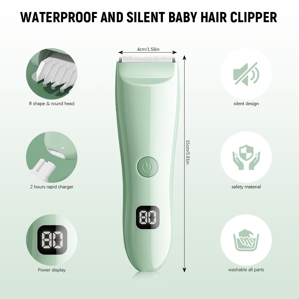 SNOWIE SOFT Baby Hair Clipper with Silent Motor and 500mAh USB Rechargeable Battery | Featuring Alloy Ceramic Blade and 2 Guards