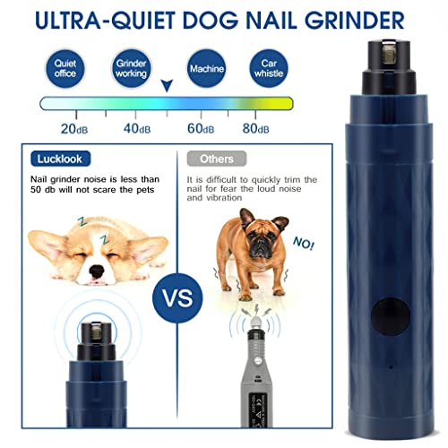 Qpets® Dog Nail Grinder with LED for Pet Nail Grinder Rechargable Pet Nail Trimmer, 2 Adjustable Speed Nail Trimmer Grinder for Small Medium Dogs Cats