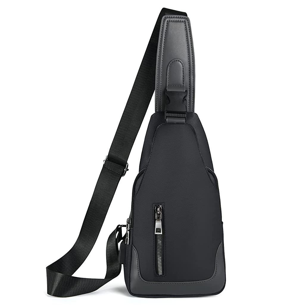 PROBEROS Crossbody Bag for Travel and Outdoor Use with USB Port and 6.3×2.4×12 in Capacity | Black Nylon for Men and Women