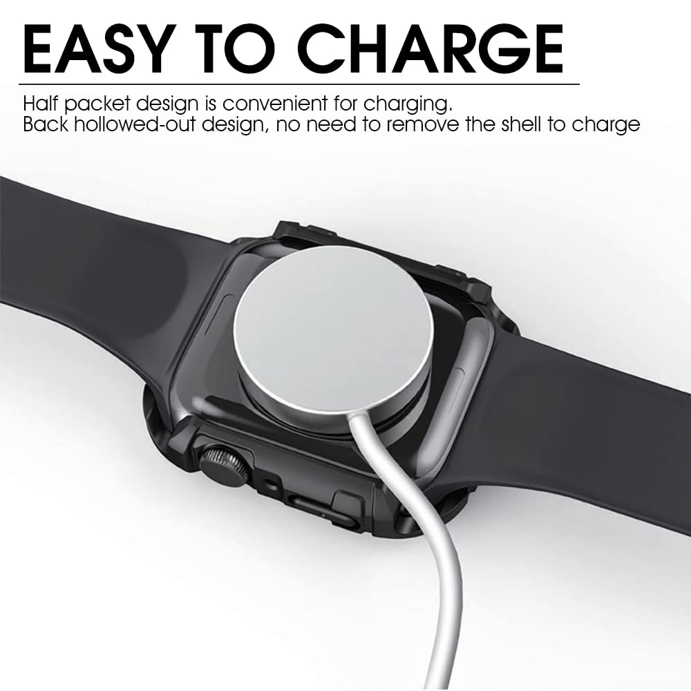 ZORBES Apple Watch Series 7 Case 41mm with Tempered Glass Screen Protector | Black PC Full Coverage Design
