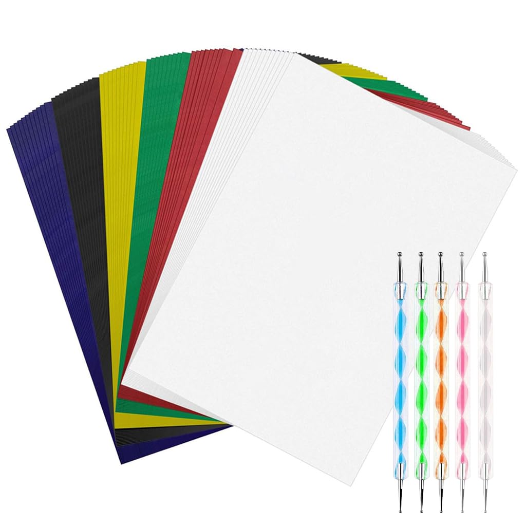 HASTHIP Carbon Papers for DIY Crafting with 5 Dual End Diamond Pens | 60 A4 Sheets