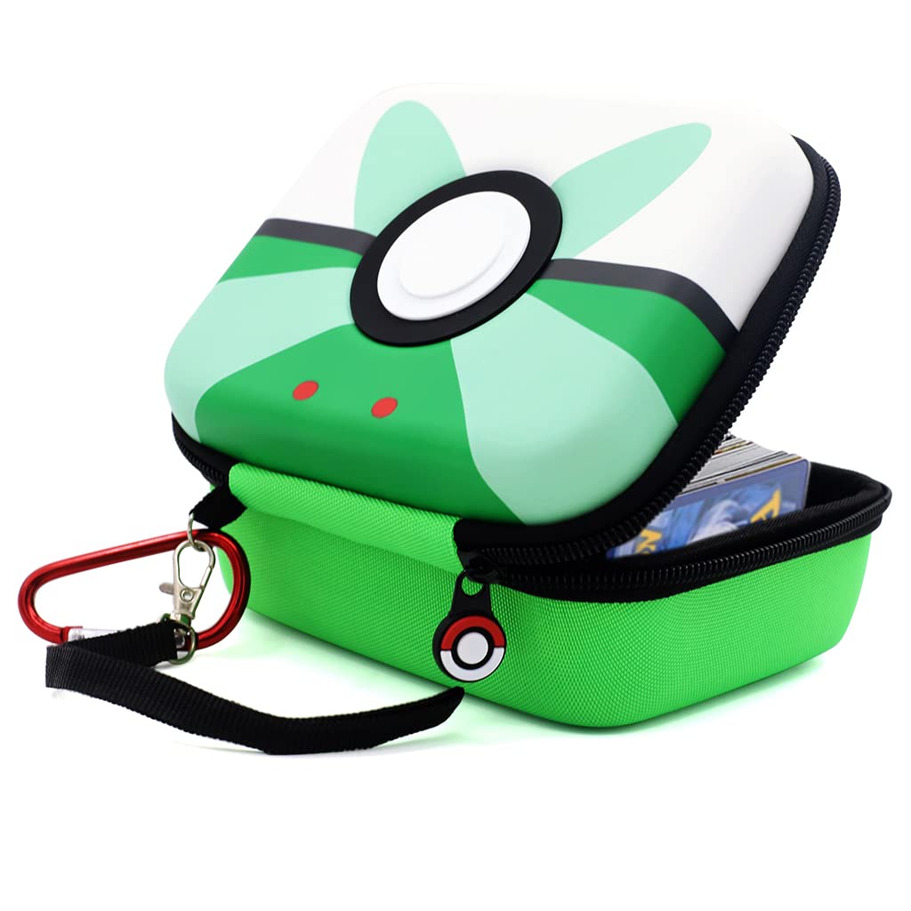 PATPAT® Poke-mon Trading Cards Holder Organizer for 200 Trading Cards Game Cards EVA Hard Case Poke-mon Cards Collection Bag Poké Ball Game Cards Case Gifts for Kids Boys Girls, Green