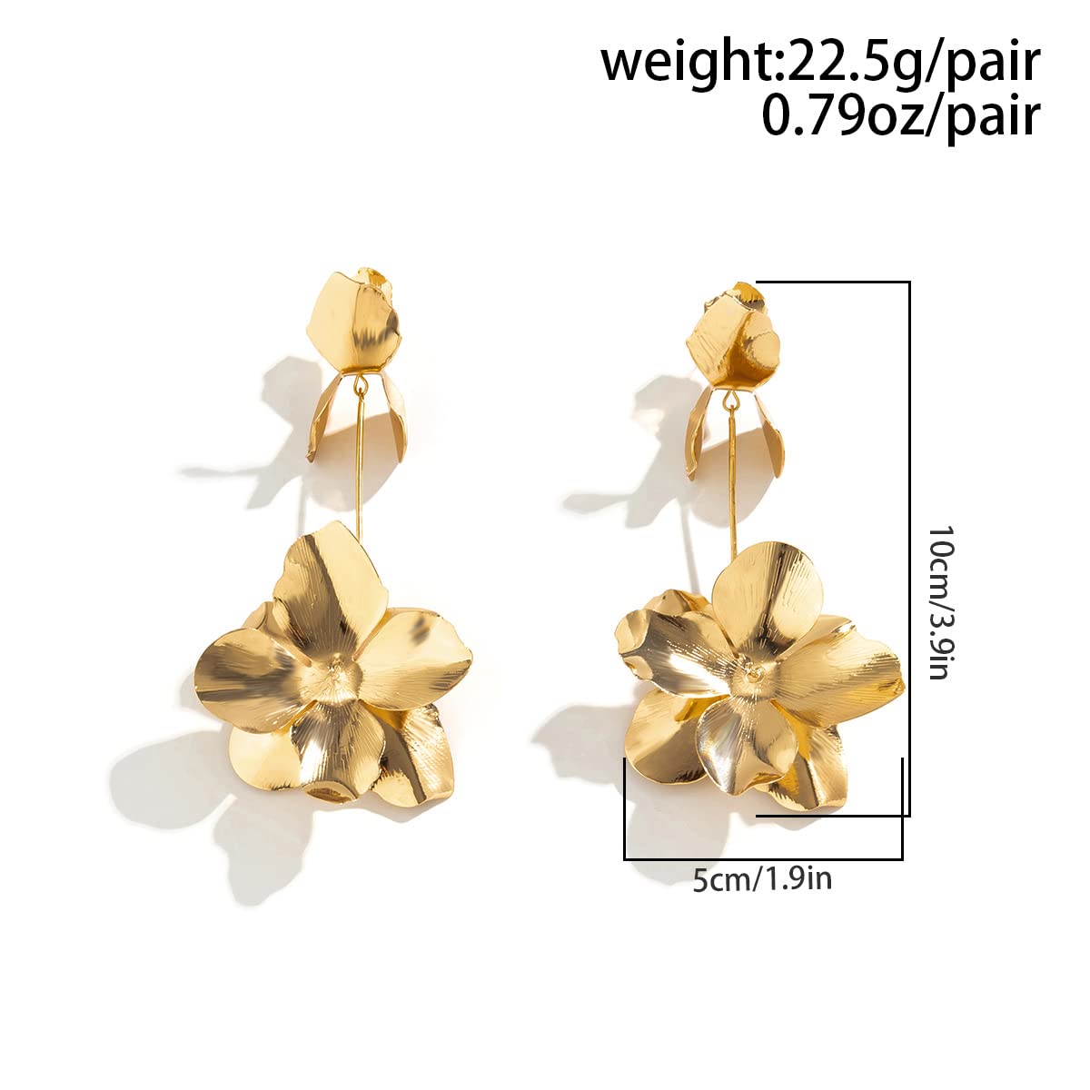 Zibuyu Floral Dangle Gold Long Earrings for Women featuring Lightweight Comfort | Elegant Jewelry Gift for Bridal and Evening Wear