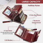 PALAY® Women Purse PU Leather Wallet Card Bag for Women RFID Card Bag Vintage Burgundy Red Women Wallet Clutch Bag Gift for Women