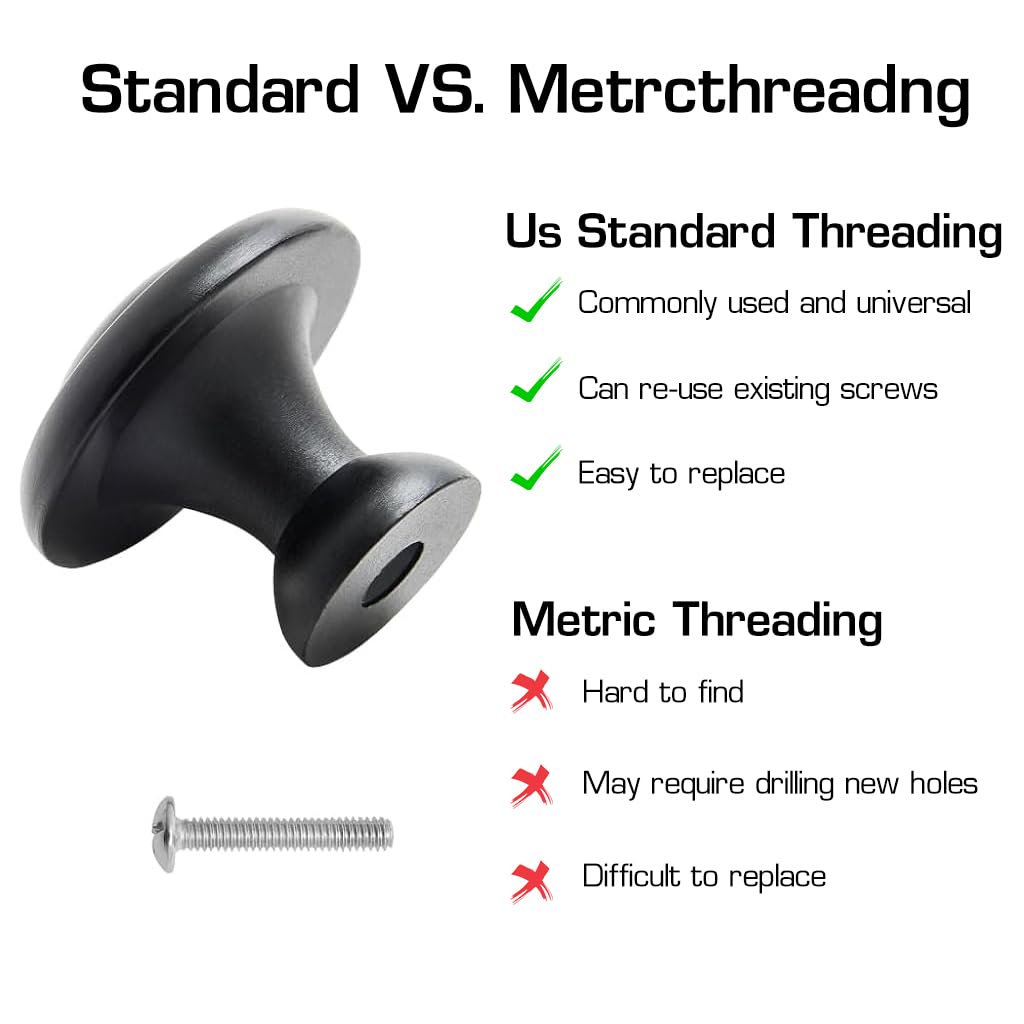 HASTHIP Cabinet Knobs for Kitchen and Drawer Upgrade with 1.25 in Round Zinc Alloy Design | 10 Pack Black Rust‑Resistant Pulls