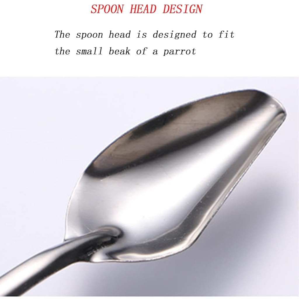 Qpets® Baby Parrot Feeding Spoons, Metal Bird Feeder Spoons, Narrow Tip Design for Hand-Feeding Small Birds (2Pcs)
