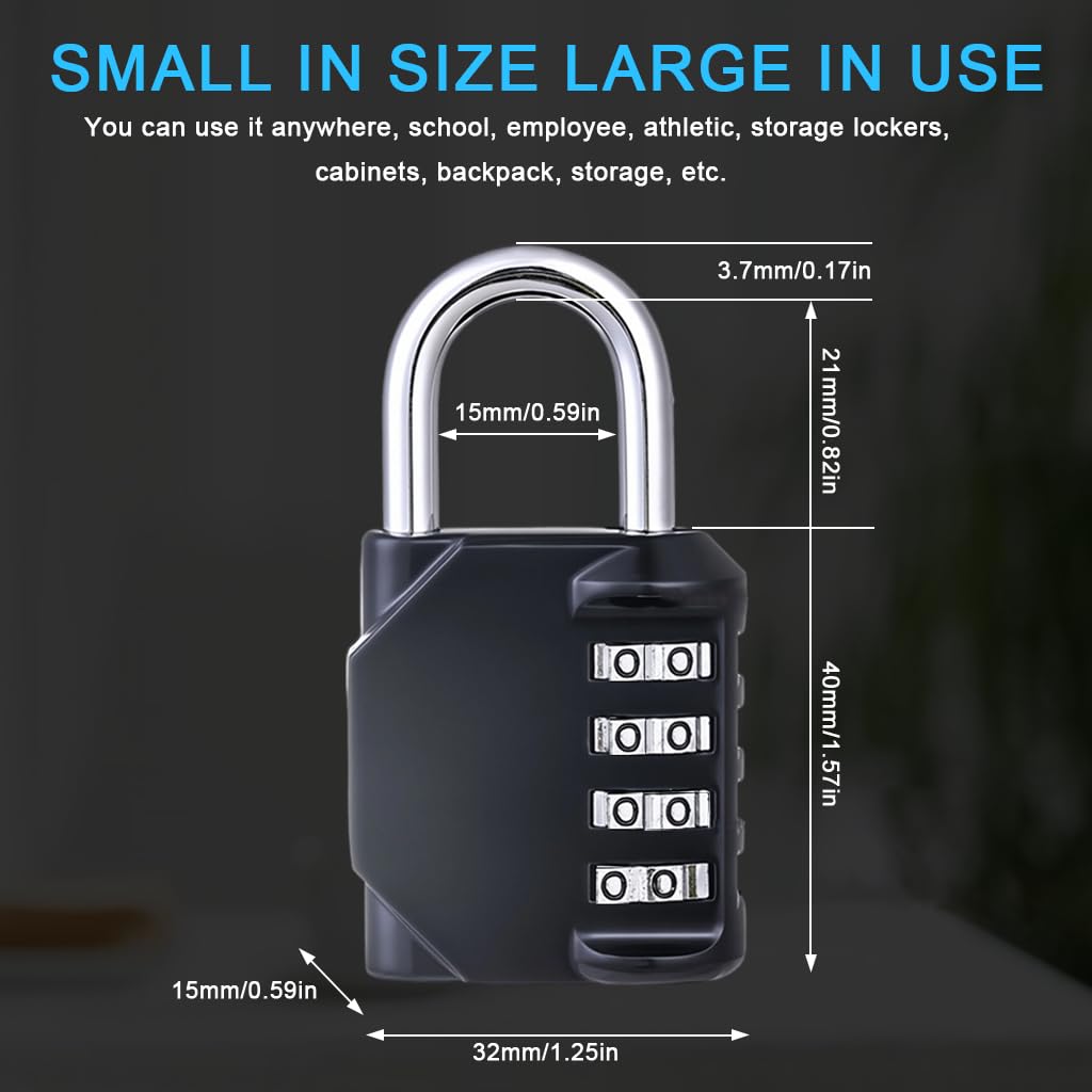 HASTHIP Combination Padlocks for Door with 4 Digit Password & 6.4x3.3cm Steel Body | Pack of 4