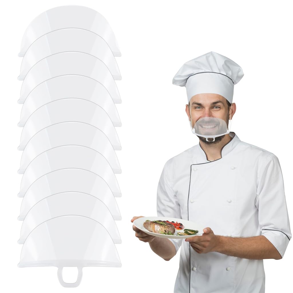 HASTHIP Transparent Face Shield for Events and Restaurants with Anti Fog Design | 10 Pieces Reusable Mask for Adults