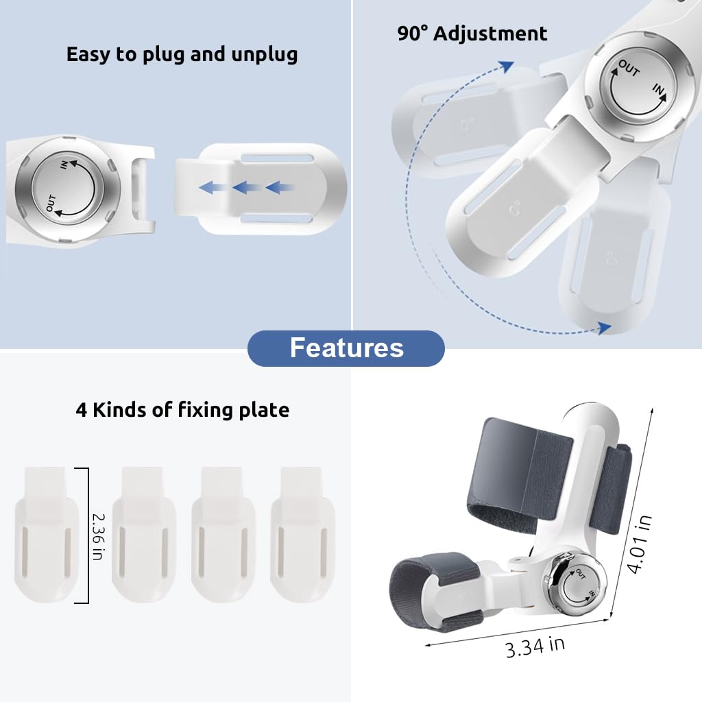 HANNEA Bunion Corrector for Toe Alignment with 4 Angle Adjustable Knob | 2 PCS Orthopedic Splint