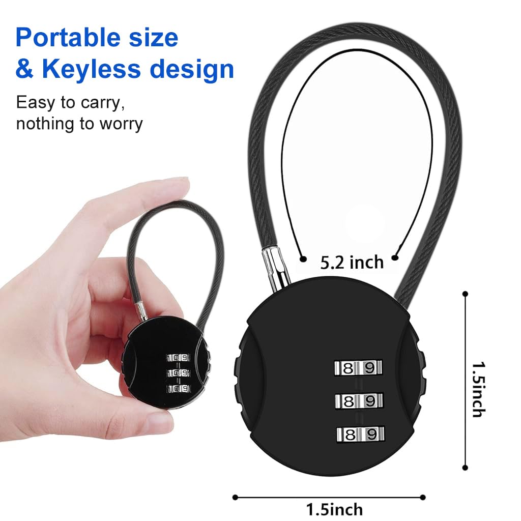 HASTHIP® 2Pcs Luggage Number Lock - 3 Digit Zinc Alloy Combination Lock Padlock, Outdoor Waterproof Padlock for School Gym Locker, Sports Locker, Fence, Toolbox, Gate, Case, Hasp Storage (Black&Blue)