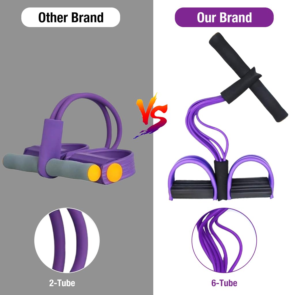 Proberos Resistance Band Set for Home Workout with 6 Latex Tubes and Foam Pedals | Portable Fitness Training for Men and Women