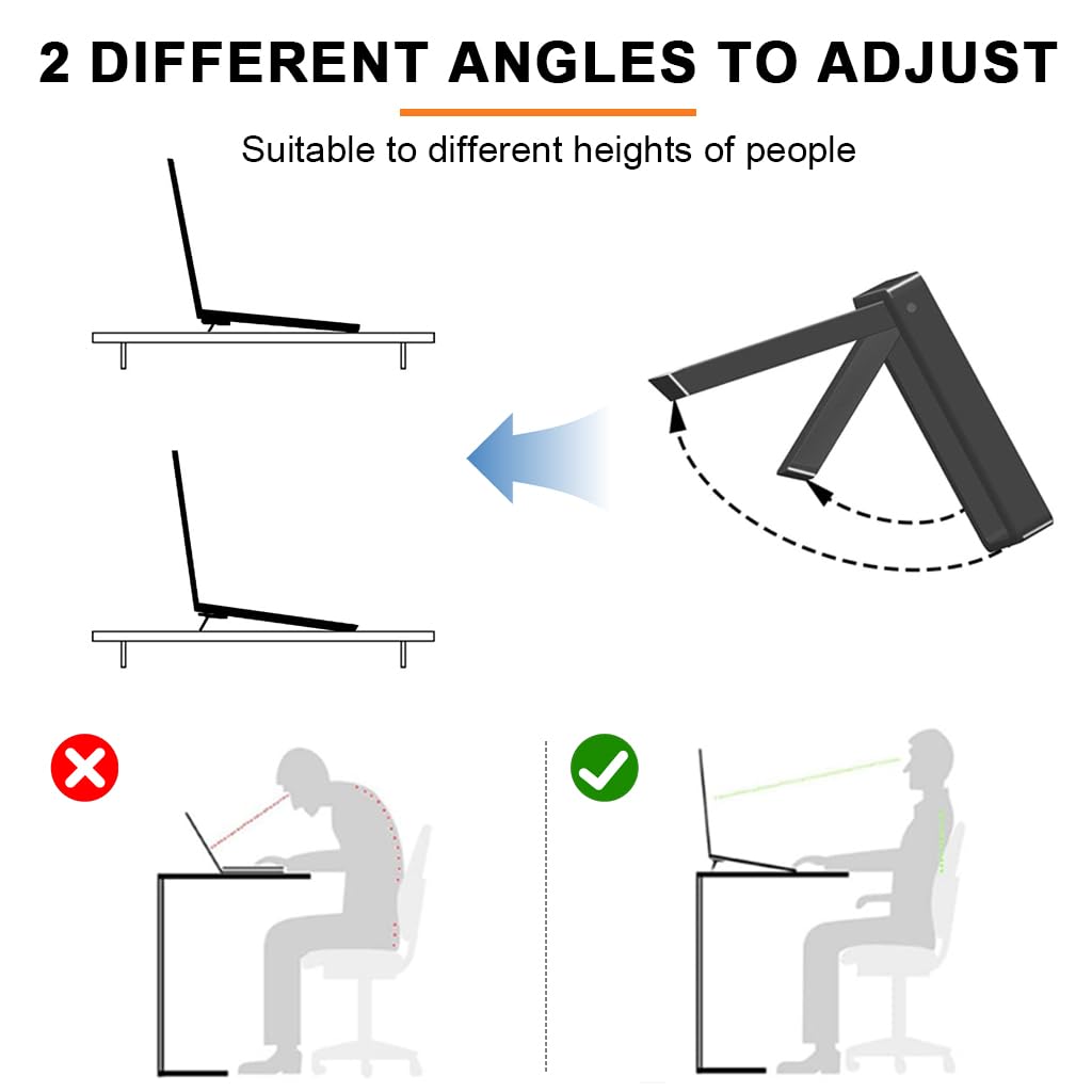 ZORBES Portable Invisible Laptop Riser Stand for MacBook and Tablet with Folding Self-Adhesive ABS Design