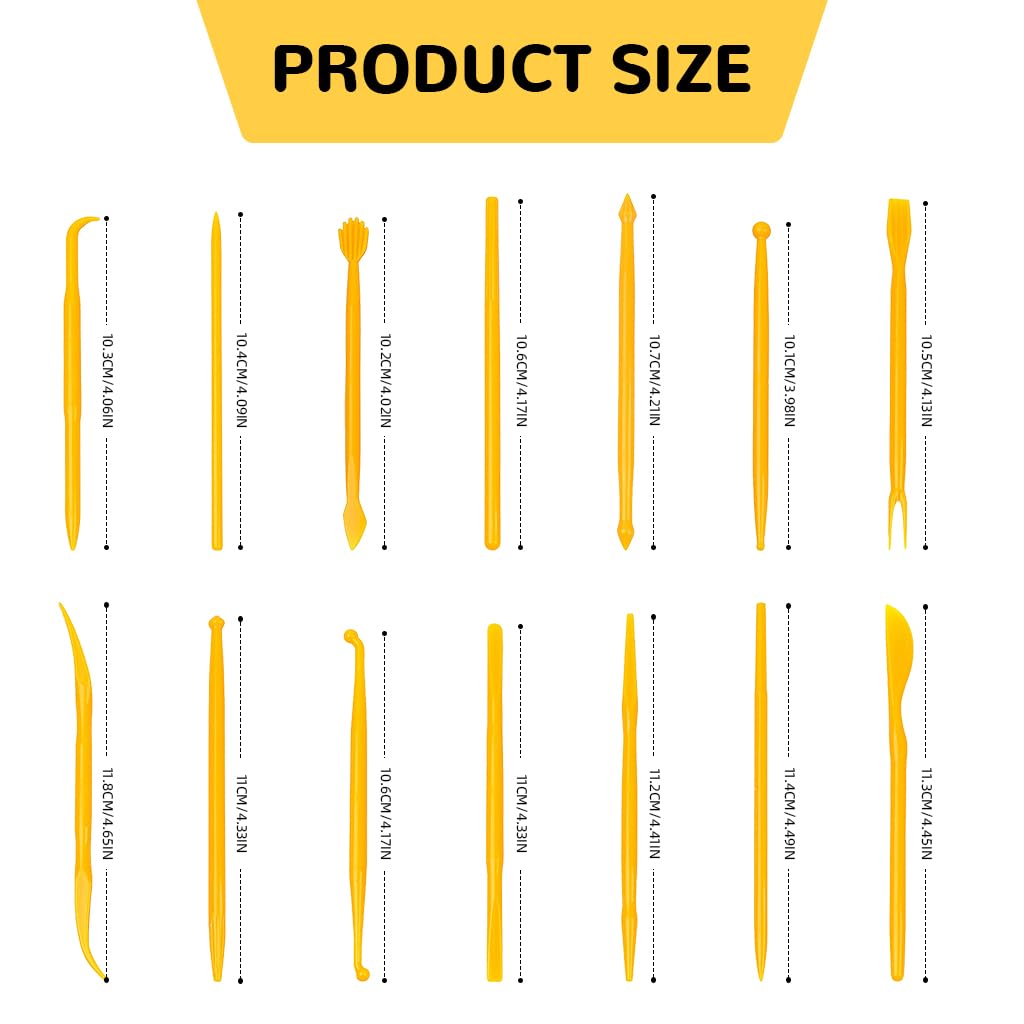 HASTHIP Clay Art Tool Kit for Pottery and Sculpting with 14 Tools featuring Dual Head Design | Includes Acrylic Rollers and Storage Bag