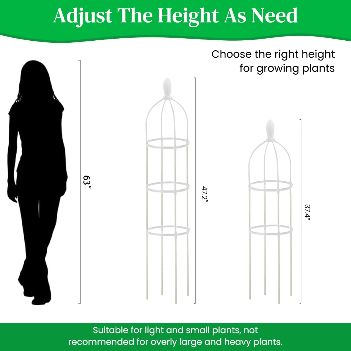 HASTHIP Garden Plant Support for Climbers featuring 120 cm Obelisk Trellis with Bird Decor | Decorative Plant Stand for Clematis Ivy and Roses