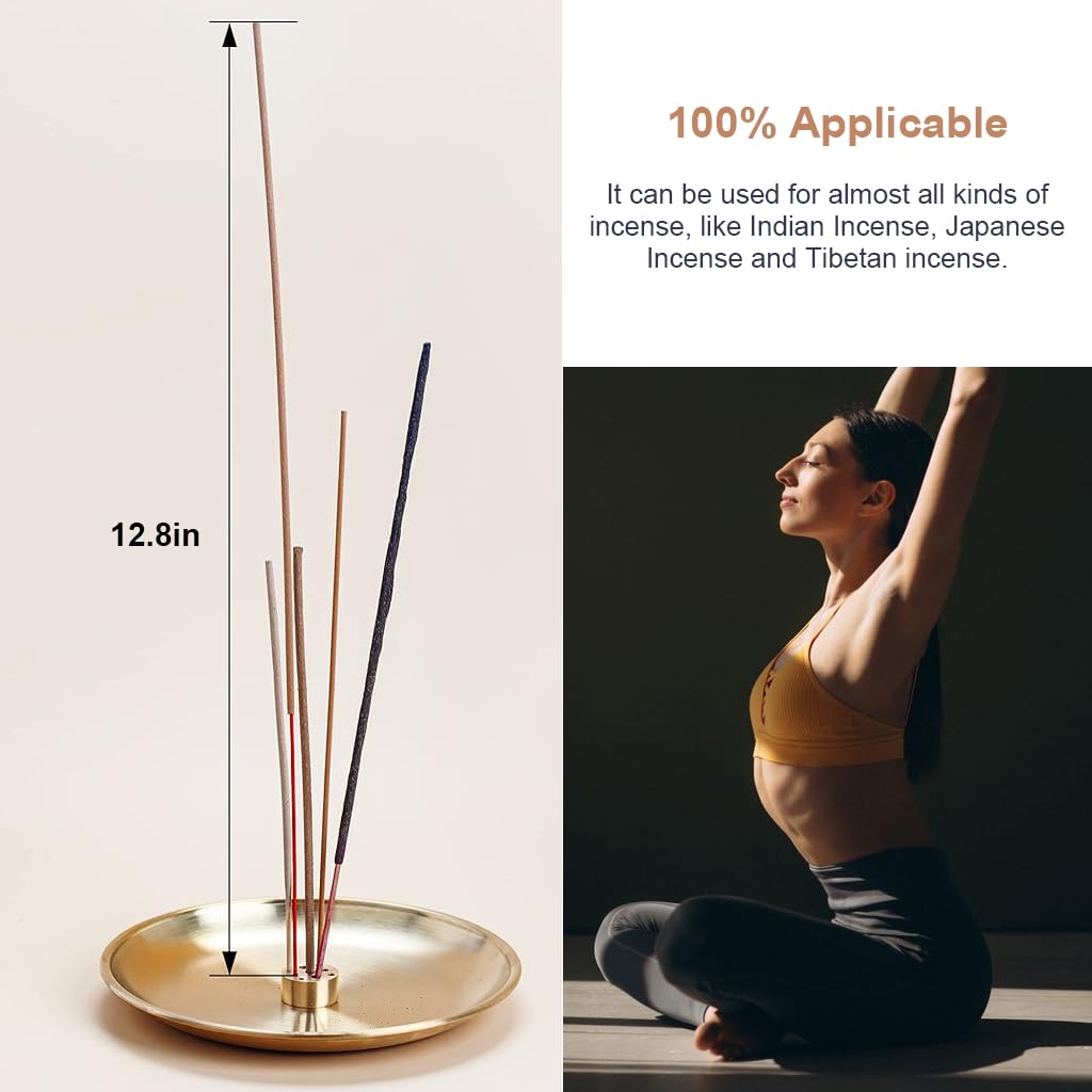 HASTHIP Incense Stick Holder with 5.5 in Ash Catcher and 5 in 1 Brass Design for Home Decor | Yoga