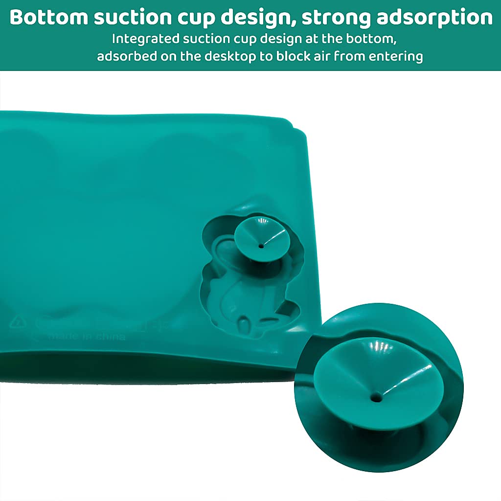 SNOWIE SOFT Baby Suction Plates for Feeding with 3 Divided Deep Sections and Cute Dinosaur Design | BPA Free Silicone Mat for Toddlers