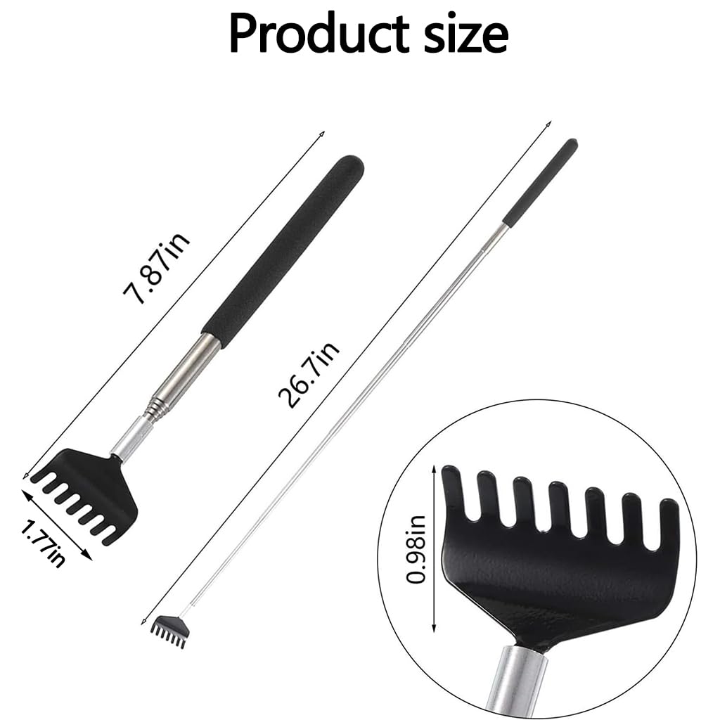 ZIBUYU Telescoping Back Scratcher for Deep Relief featuring 7 Claws and 20–68cm Extendable Stainless Steel Handle | Anti Slip Grip for Men and Women