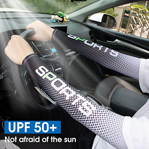 ZIBUYU® Sunlight Protection Arm Sleeves for Men and Women UPF 50 UV Bandana Combo for Cycling Basketball Football Golf Cricket Outdoor Sports Grey 3 PCS
