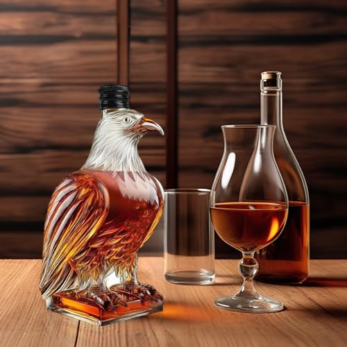 Supvox® Eagle Shaped Whiskey Bottle 350ml Borosilicate Glass Liquor Flask with Cap Elegant Liquor Dispenser for Bar Party Display and Gifting