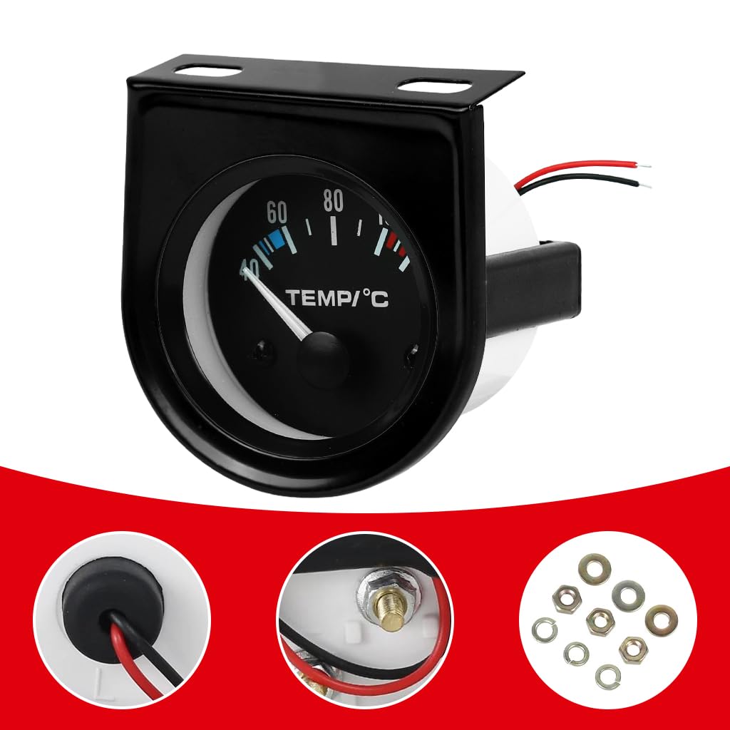 STHIRA Water Temp Gauge for Cars with Probe Sensor and Mechanical LED Dial | 2in 40–120°C Range