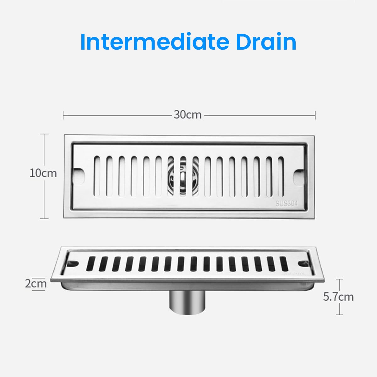 Serplex® Linear Shower Drain Modern Bathroom Brushed 304 Stainless Steel Linear Shower Floor Drainer Floor Drain Bathroom Renovation Shower Floor Drain, 11.8 x 4 inches