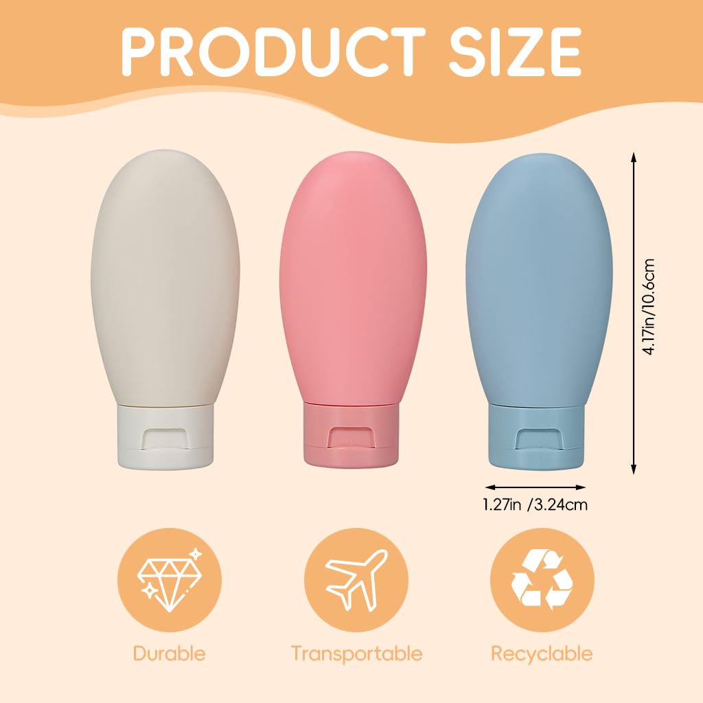 ZIBUYU Travel Bottles for Lotion and Shampoo with Leakproof Flip-up Lid 6Pcs 60ml Soft PE